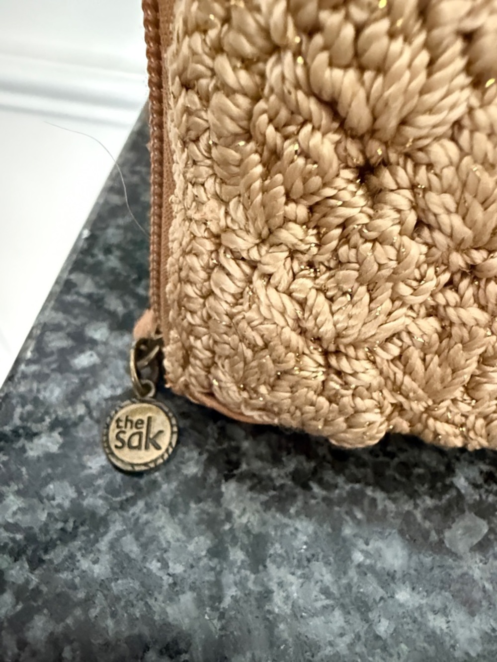 The Sak Iris Tan Crochet Smartphone Crossbody Wallet Wristlet - Picture 3 of 8